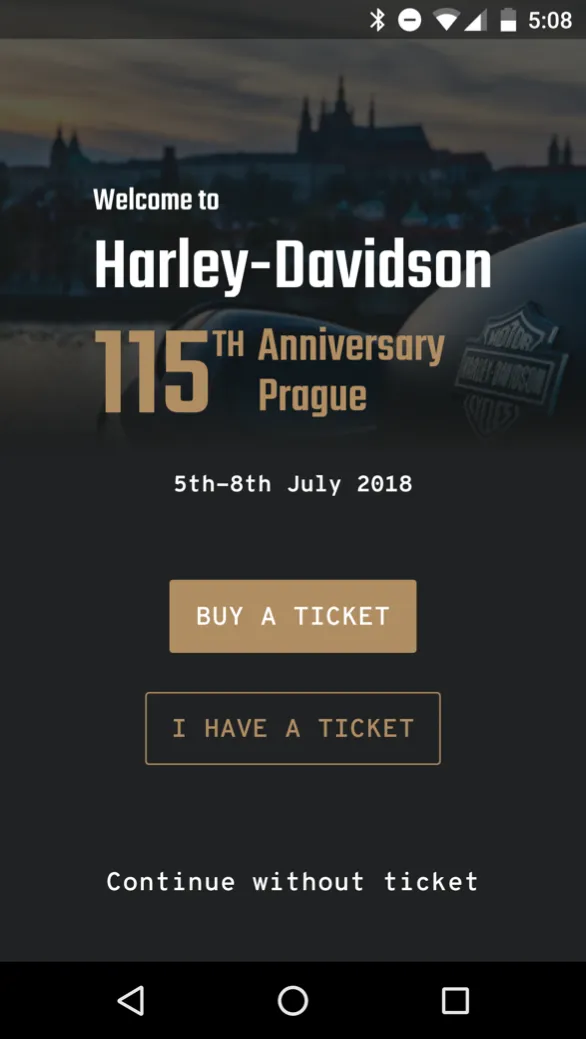 Vývoj Android aplikace 115. Výročí Harley-Davidson v Praze